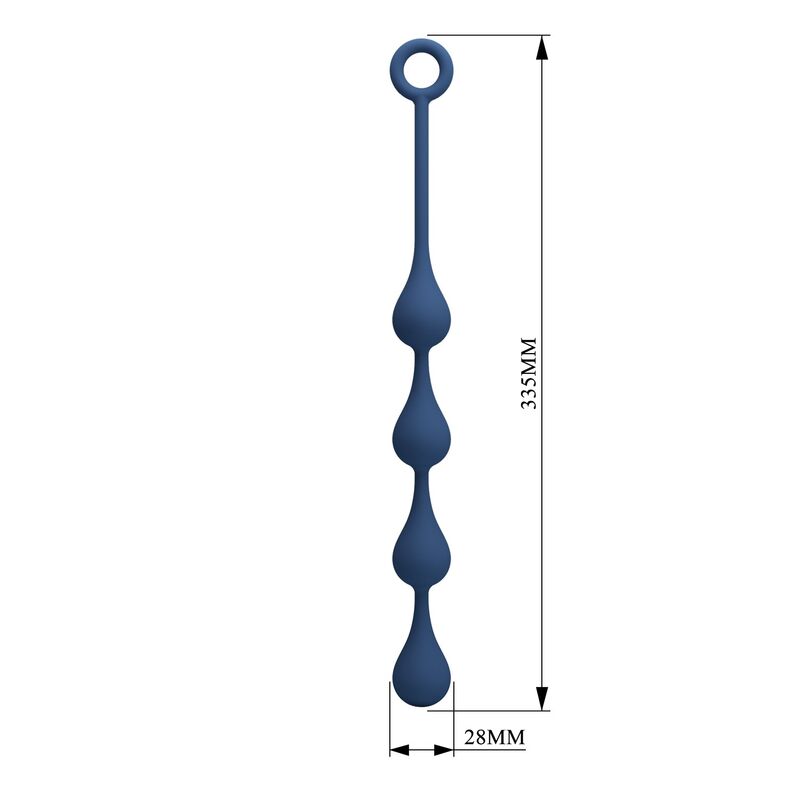 MR PLAY - PERLES ANALES EN SILICONE BLEU, TAILLE M (33 CM)