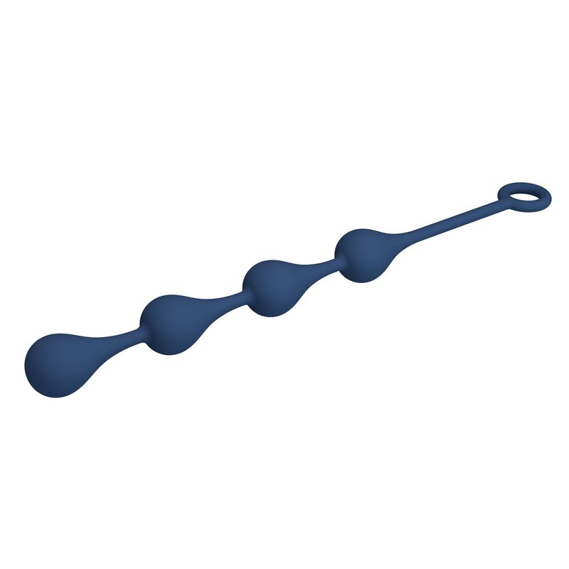 MR PLAY - PERLES ANALES EN SILICONE BLEU, TAILLE M (33 CM)