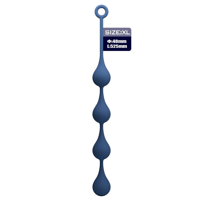 MR PLAY - PERLES ANALES EN SILICONE BLEU, TAILLE XL (52,5 CM)