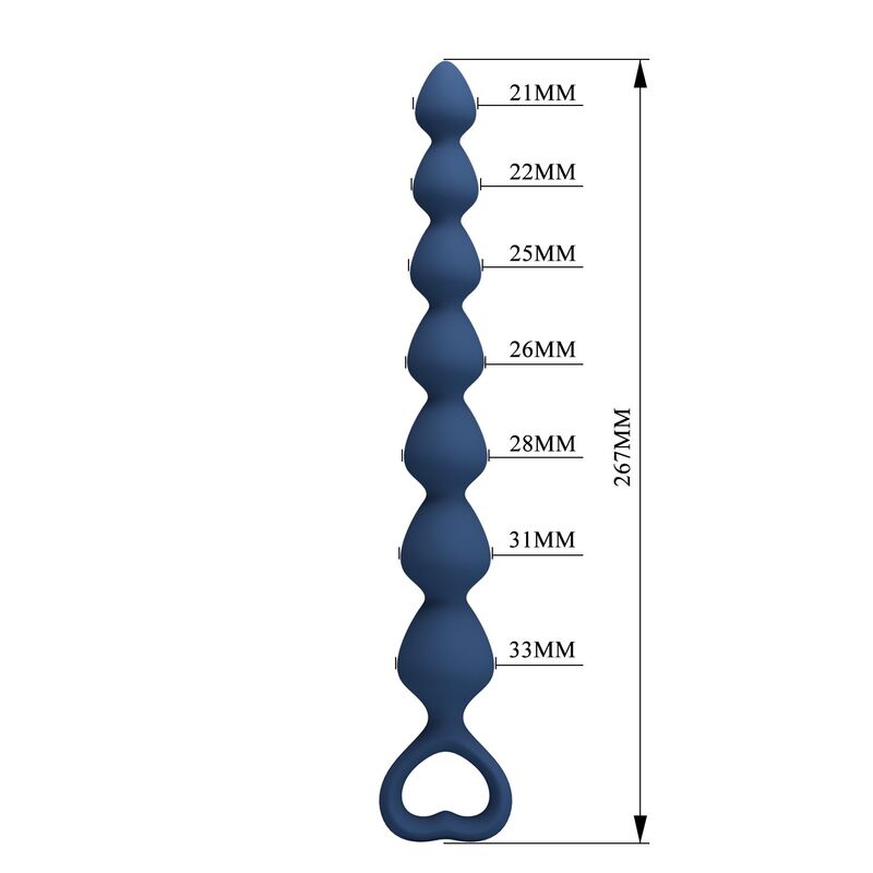 MR PLAY - PERLES ANALES EN SILICONE BLEU ET PLUG ANAL 26,7 CM
