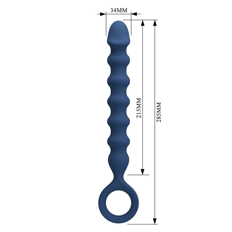 MR PLAY - PERLES ANALES EN SILICONE BLEU ET PLUG ANAL -Ø- 3,4 CM - 28,5 CM