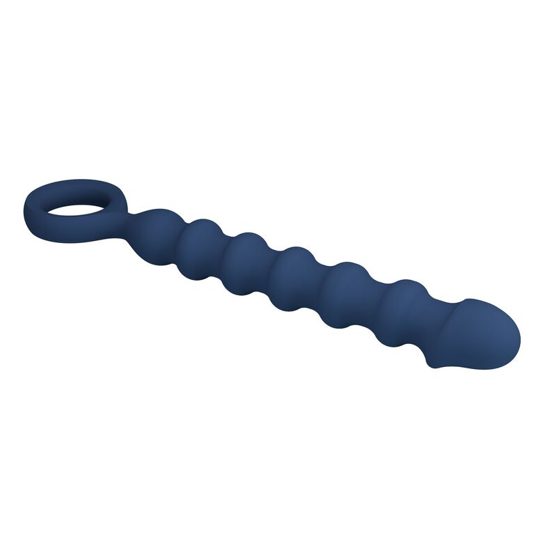 MR PLAY - PERLES ANALES EN SILICONE BLEU ET PLUG ANAL -Ø- 3,4 CM - 28,5 CM