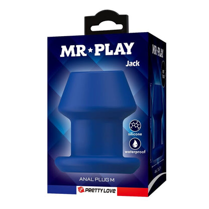 MR PLAY - JACK BLEU PLUG ANAL CREUX EN SILICONE, TAILLE M