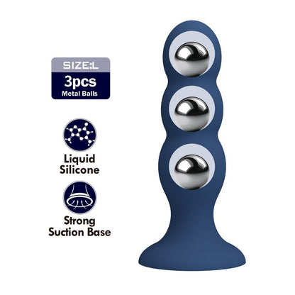 MR PLAY - PLUG ANAL AVEC BILLES MÉTALLIQUES ET VENTOUSE BLEUE