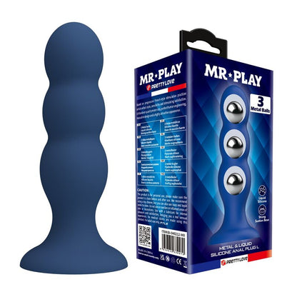 MR PLAY - PLUG ANAL AVEC BILLES MÉTALLIQUES ET VENTOUSE BLEUE