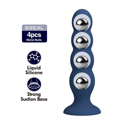 MR PLAY - PLUG ANAL AVEC 4 BILLES MÉTALLIQUES ET VENTOUSE BLEUE