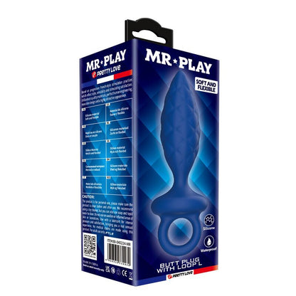 MR PLAY - PLUG ANAL TEXTURÉ AVEC ANNEAU BLEU L