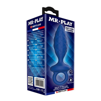 MR PLAY - PLUG ANAL TEXTURÉ AVEC ANNEAU BLEU M