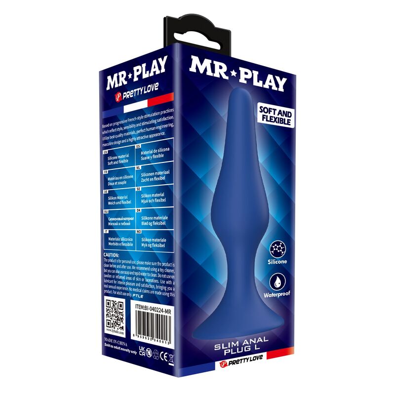 MR PLAY - PLUG ANAL EN SILICONE SLIM BLEU L