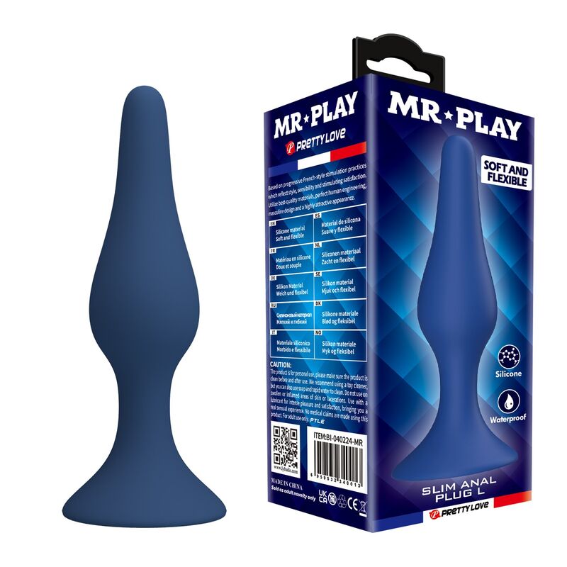 MR PLAY - PLUG ANAL EN SILICONE SLIM BLEU L