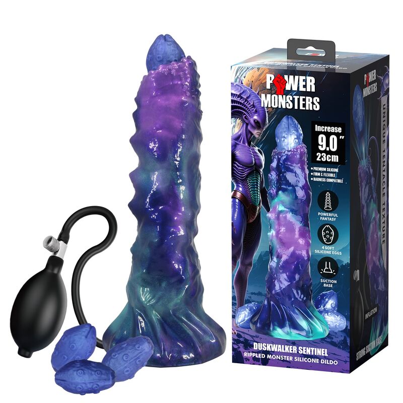 POWER MONSTERS - DUSKWAKER SENTINEL GONFLABLE TRICOLOR EN SILICONE, 23 CM Ø 5 CM
