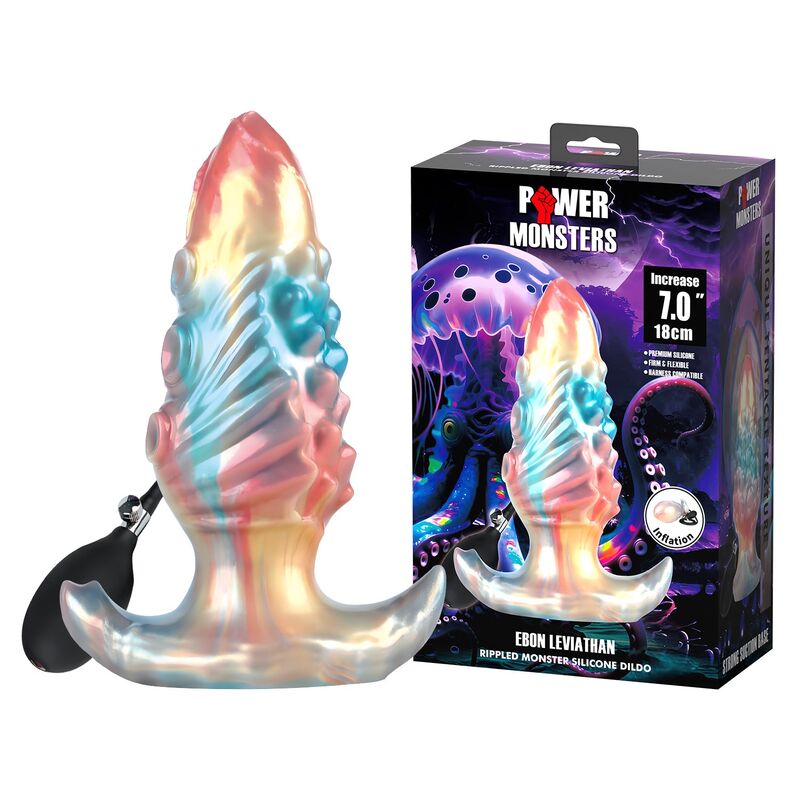 POWER MONSTERS - PLUG ANAL GONFLABLE TRICOLOR EBON LEVIATHAN 18 CM