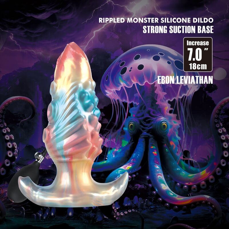 POWER MONSTERS - PLUG ANAL GONFLABLE TRICOLOR EBON LEVIATHAN 18 CM