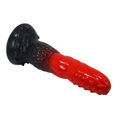POWER MONSTERS - GODEMICHÉ FANTAISIE DRAGON DE FEU AVEC VENTOUSE 24,5 CM Ø 5,8 CM ROUGE ET NOIR