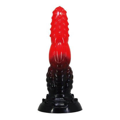 POWER MONSTERS - GODEMICHÉ FANTAISIE DRAGON DE FEU AVEC VENTOUSE 24,5 CM Ø 5,8 CM ROUGE ET NOIR