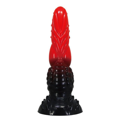 POWER MONSTERS - GODEMICHÉ FANTAISIE DRAGON DE FEU AVEC VENTOUSE 24,5 CM Ø 5,8 CM ROUGE ET NOIR