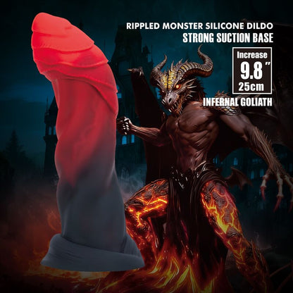POWER MONSTERS - GOLIATH INFERNAL BICOLORE FANTASY GODEMICHET EN SILICONE 25 CM Ø 6 CM