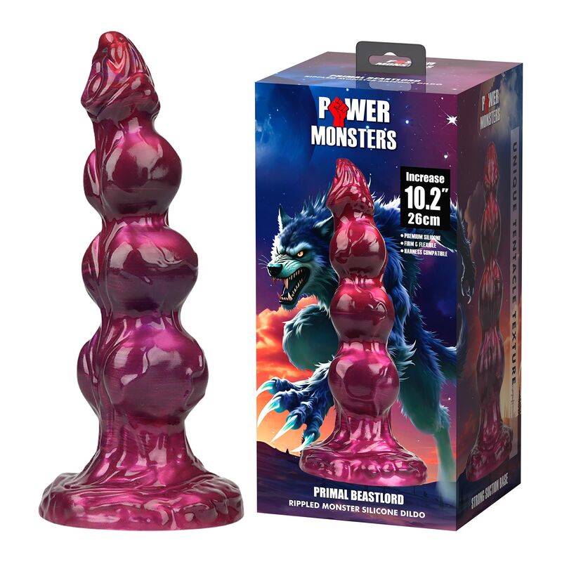 POWER MONSTERS - PRIMAL BEASTLORD GODEMICHET EN SILICONE TRANSLUCIDE ROSE FANTASTIQUE 26 CM Ø 5 CM