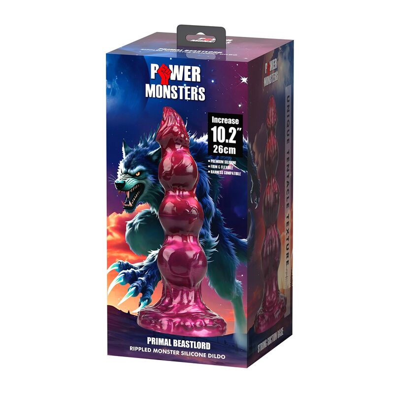 POWER MONSTERS - PRIMAL BEASTLORD GODEMICHET EN SILICONE TRANSLUCIDE ROSE FANTASTIQUE 26 CM Ø 5 CM