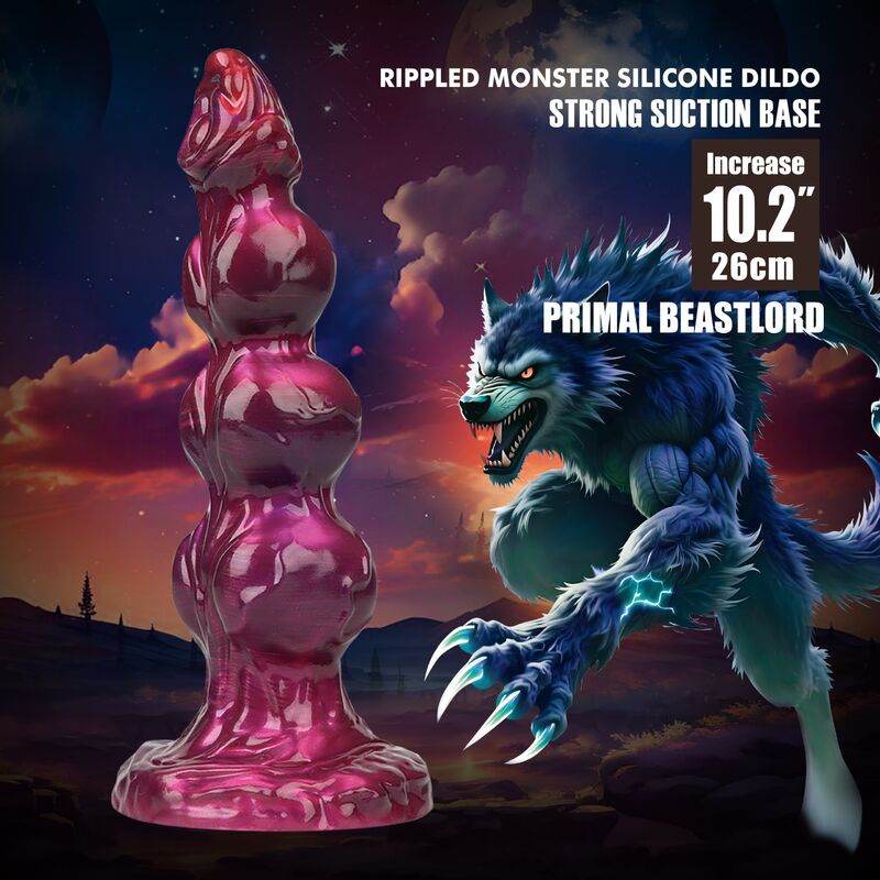 POWER MONSTERS - PRIMAL BEASTLORD GODEMICHET EN SILICONE TRANSLUCIDE ROSE FANTASTIQUE 26 CM Ø 5 CM