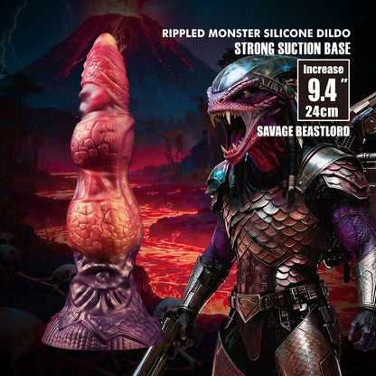 POWER MONSTERS - SAVAGE BEASTLORD TRICOLOR FANTASY GODEMICHET EN SILICONE 24 CM Ø 5 CM