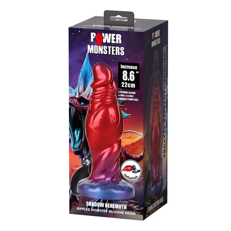 POWER MONSTERS - SHADOW BEHEMOTH GONFLABLE BICOLOR EN SILICONE FANTASY 22 CM Ø 5 CM