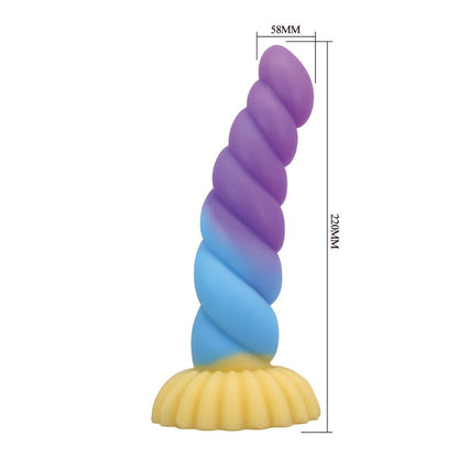 POWER MONSTERS - GODEMICHET EN SILICONE LICORNE TRICOLOR FANTASY 22 CM Ø 5 CM