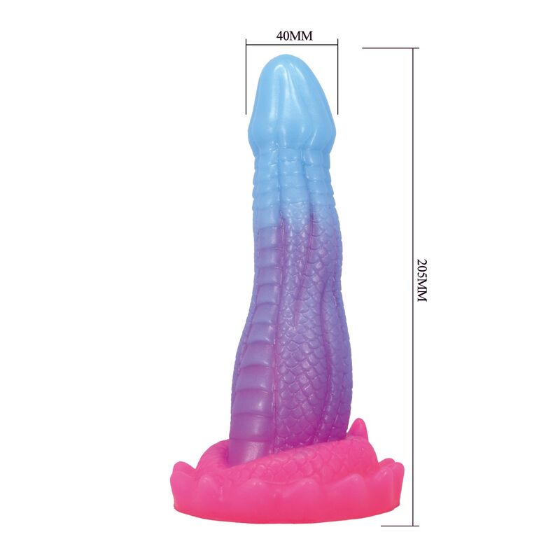 POWER MONSTERS - GODEMICHET FANTASY PYTHON DU VIDE AVEC VENTOUSE 20,5 CM Ø 5,2 CM BLEU, VIOLET ET ROSE
