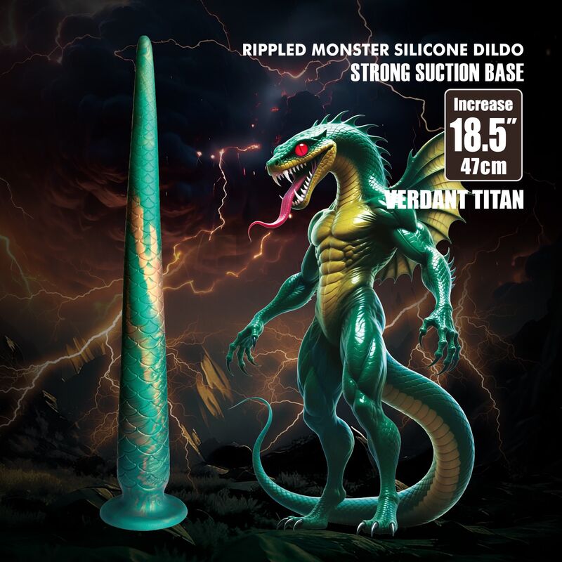 POWER MONSTERS - WILDWYRM TAIL BICOLOR FANTASY GODEMICHET EN SILICONE 47 CM Ø 4 CM