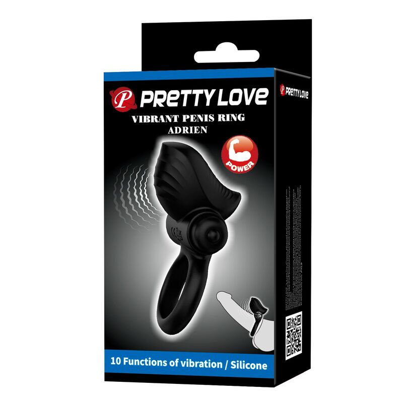 PRETTY LOVE - ADRIEN ANNEAU PÉNIS VIBRANT 10 FONCTIONS NOIR