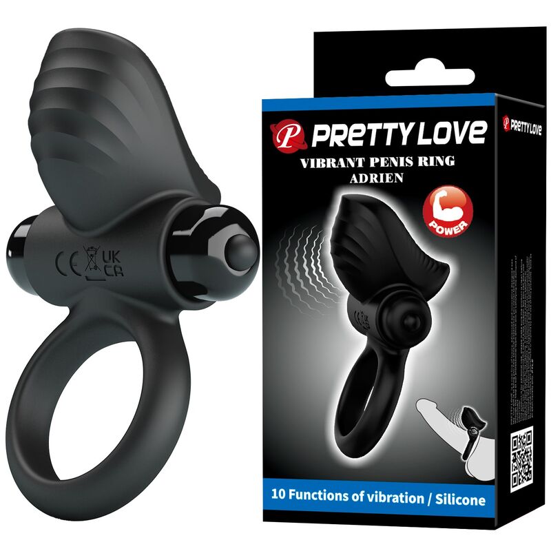PRETTY LOVE - ADRIEN ANNEAU PÉNIS VIBRANT 10 FONCTIONS NOIR