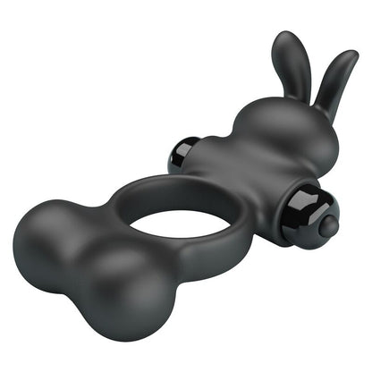 PRETTY LOVE - ANNEAU VIBRANT POUR PÉNIS AVEC STIMULATEUR LAPIN, 10 FONCTIONS, NOIR