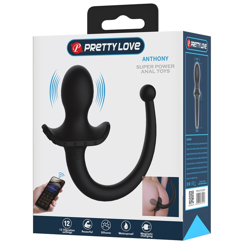 PRETTY LOVE - VIBRATEUR ANAL ET PÉRINÉUM NOIR CONTRÔLÉ PAR APPLICATION ANTHONY