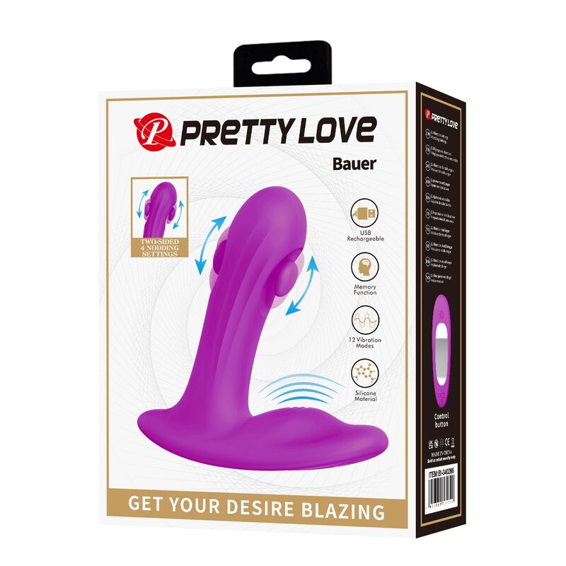 PRETTY LOVE - BAUER MASSEUR DE PROSTATE RECHARGEABLE 12 MODES VIOLET