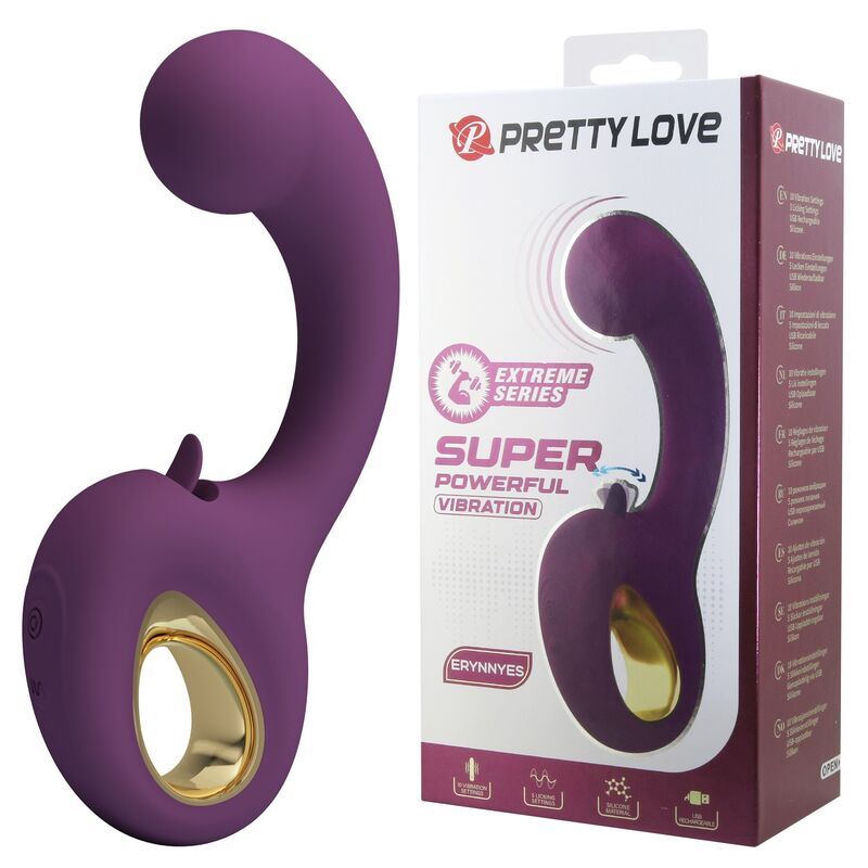 PRETTY LOVE - BRYNNLEE VIBRATEUR RECHARGEABLE AVEC STIMULATEUR ORAL 10 VIBRATIONS ET 5 FONCTIONS DE LÉCHAGE VIOLET