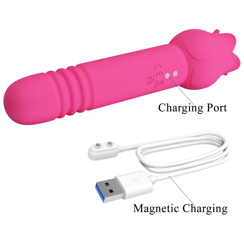 PRETTY LOVE - CHALEY VIBRATEUR RECHARGEABLE ROSE POUR LA STIMULATION ORALE, PAR POUSSOIR ET CLITORIALE