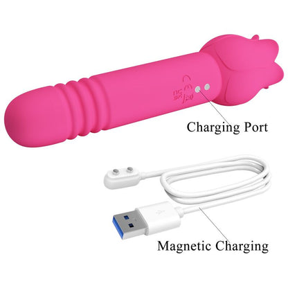 PRETTY LOVE - CHALEY VIBRATEUR RECHARGEABLE ROSE POUR LA STIMULATION ORALE, PAR POUSSOIR ET CLITORIALE