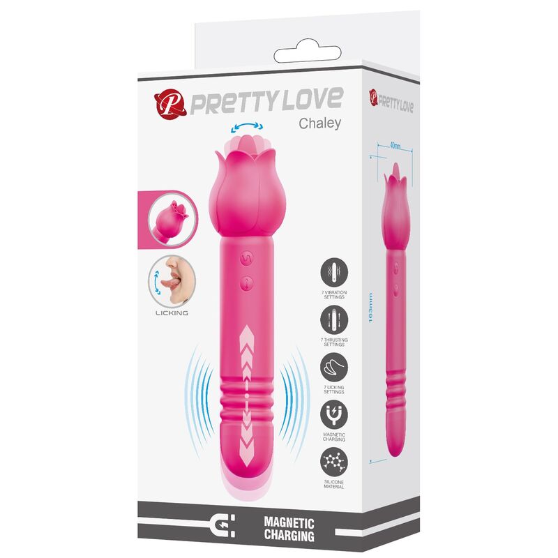 PRETTY LOVE - CHALEY VIBRATEUR RECHARGEABLE ROSE POUR LA STIMULATION ORALE, PAR POUSSOIR ET CLITORIALE