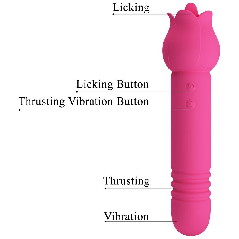 PRETTY LOVE - CHALEY VIBRATEUR RECHARGEABLE ROSE POUR LA STIMULATION ORALE, PAR POUSSOIR ET CLITORIALE