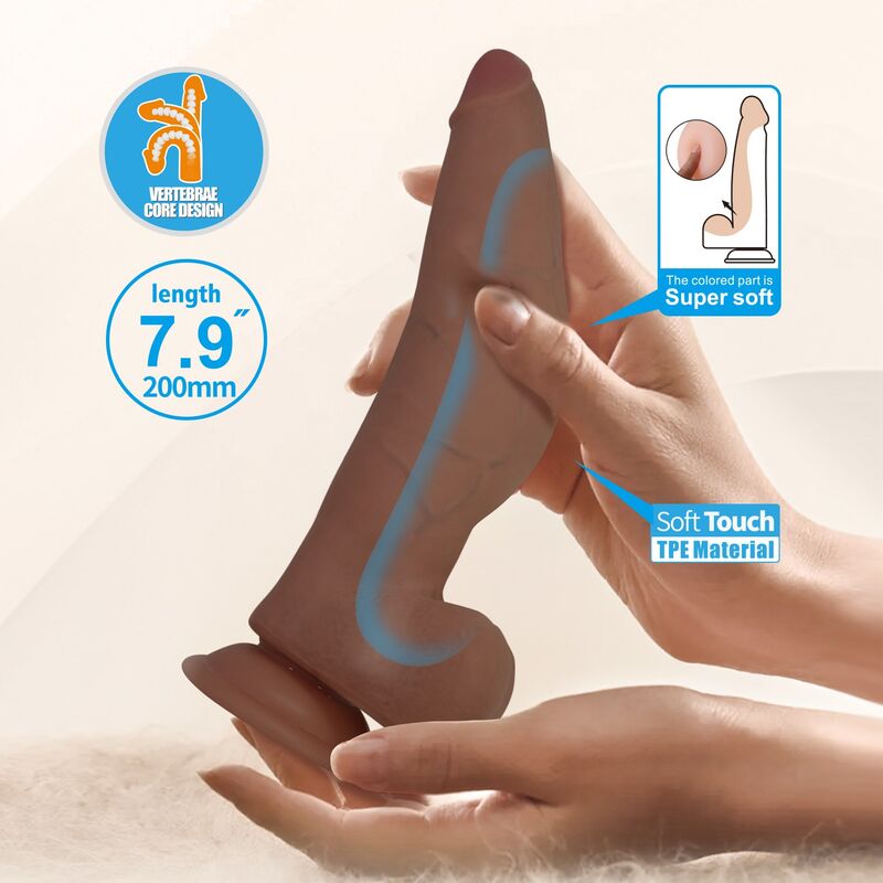 PRETTY LOVE - CUTHBERT GODEMICHET RÉALISTE ET FLEXIBLE 20 CM Ø 5 CM TPE MARRON