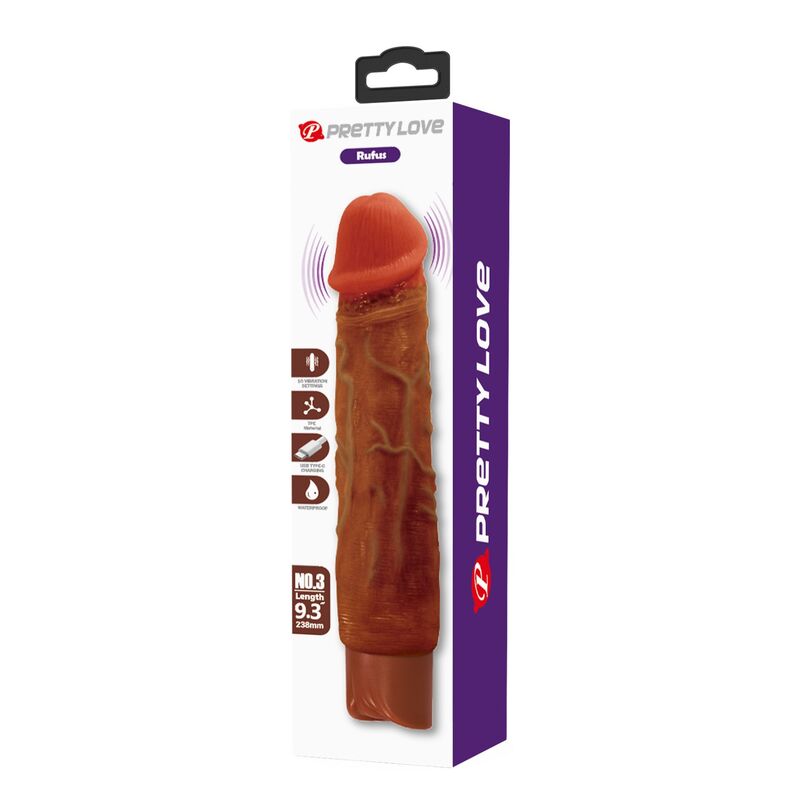 PRETTY LOVE - VIBRATEUR RÉALISTE DUKE 23,5 CM Ø 4,8 CM MARRON