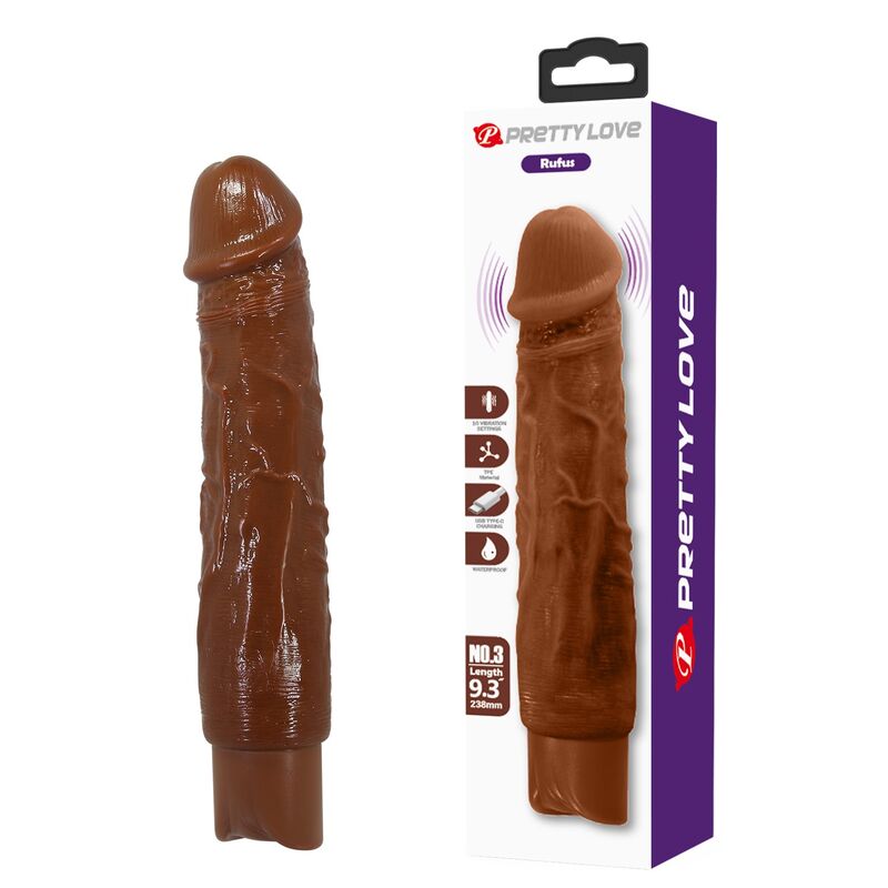 PRETTY LOVE - VIBRATEUR RÉALISTE DUKE 23,5 CM Ø 4,8 CM MARRON