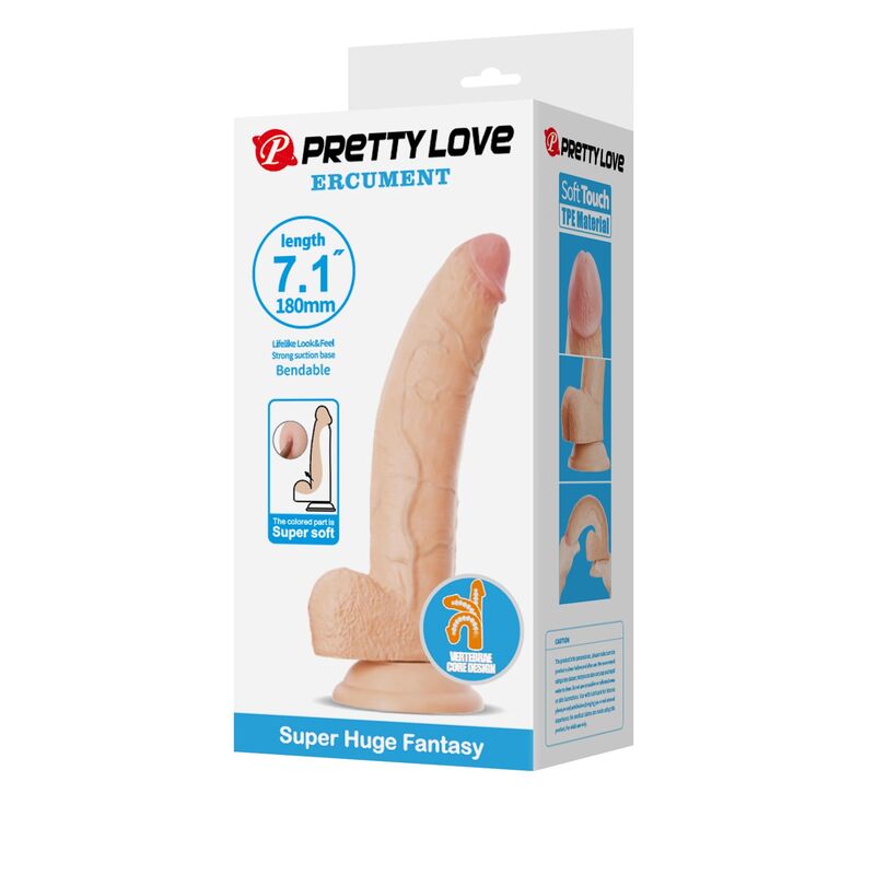 PRETTY LOVE - ELLCUMENT GODEMICHET RÉALISTE ET FLEXIBLE 18 CM Ø 4,5 CM TPE NATUREL