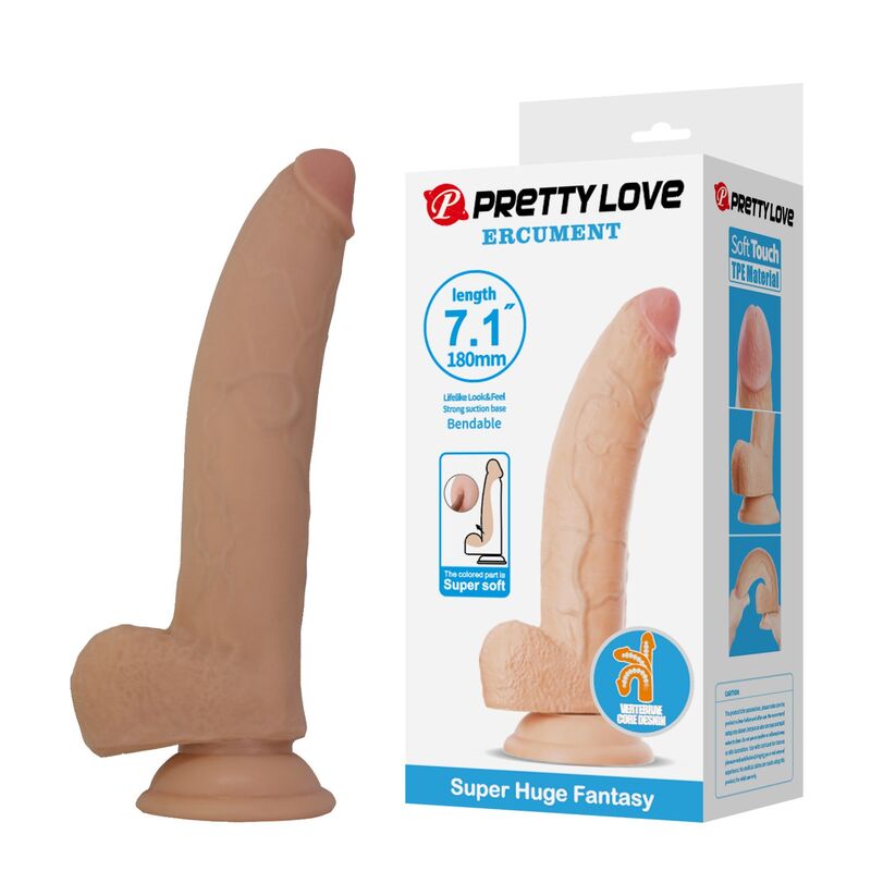PRETTY LOVE - ELLCUMENT GODEMICHET RÉALISTE ET FLEXIBLE 18 CM Ø 4,5 CM TPE NATUREL