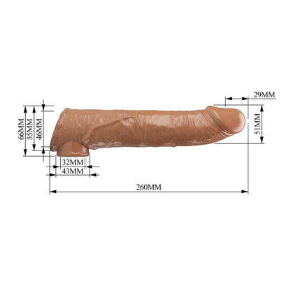 PRETTY LOVE - MANCHON D'EXTENSION DE PÉNIS AJUSTABLE 26 CM Ø 4 CM MARRON