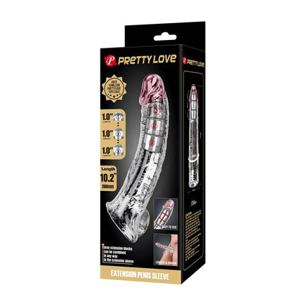 PRETTY LOVE - MANCHON D'EXTENSION DE PÉNIS AJUSTABLE 26 CM Ø 4 CM TRANSPARENT