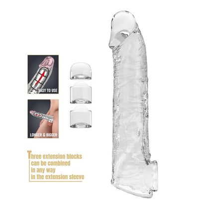 PRETTY LOVE - MANCHON D'EXTENSION DE PÉNIS AJUSTABLE 26 CM Ø 4 CM TRANSPARENT