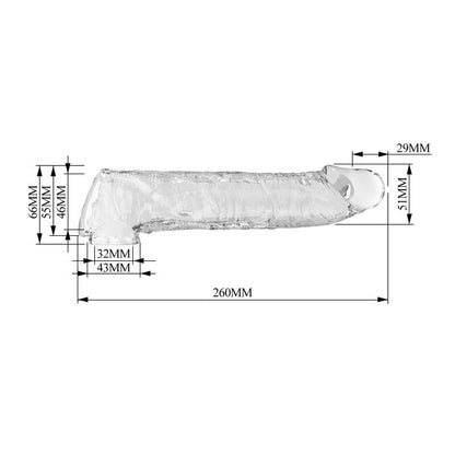 PRETTY LOVE - MANCHON D'EXTENSION DE PÉNIS AJUSTABLE 26 CM Ø 4 CM TRANSPARENT