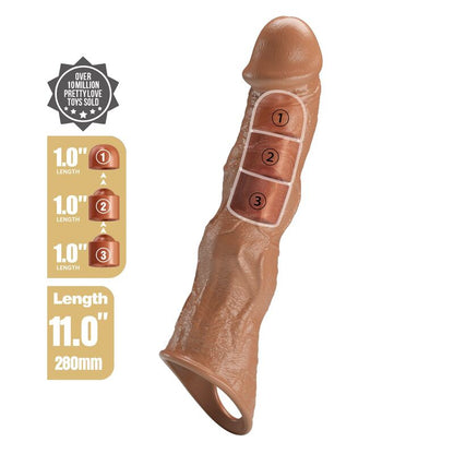 PRETTY LOVE - MANCHON D'EXTENSION PÉNIENNE AJUSTABLE 28 CM Ø 4,5 CM MARRON