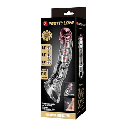 PRETTY LOVE - MANCHON D'EXTENSION PÉNIENNE AJUSTABLE 28 CM Ø 4,5 CM TRANSPARENT
